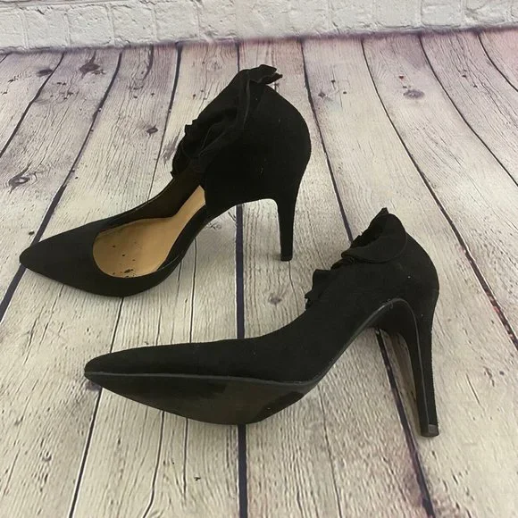 New York & Co Black Suede Stiletto High Heel Pumps - Picture 6 of 7